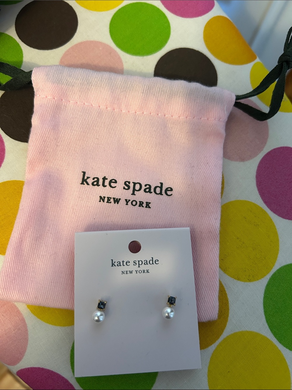 New- kate spade earrings Pearl Drop and Black Stone Studs